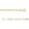 Thumbnail Image 3 of Emerald-Cut White Topaz Solitaire Paper Clip Chain Bracelet in Sterling Silver with 18K Gold Plate - 7.25"
