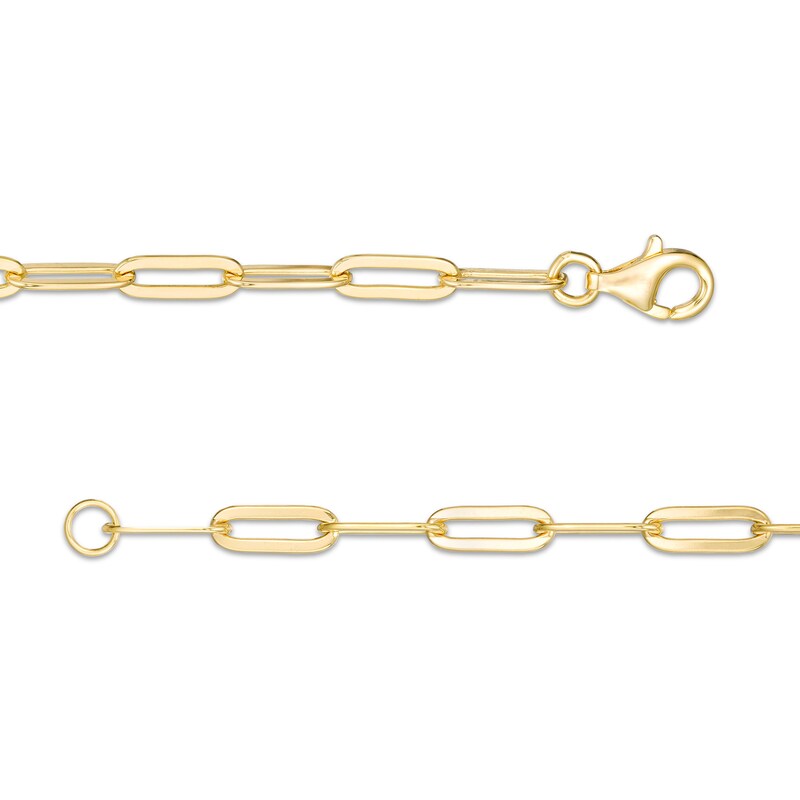 Main Image 3 of Emerald-Cut White Topaz Solitaire Paper Clip Chain Bracelet in Sterling Silver with 18K Gold Plate - 7.25"
