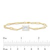 Thumbnail Image 4 of Emerald-Cut White Topaz Solitaire Paper Clip Chain Bracelet in Sterling Silver with 18K Gold Plate - 7.25"