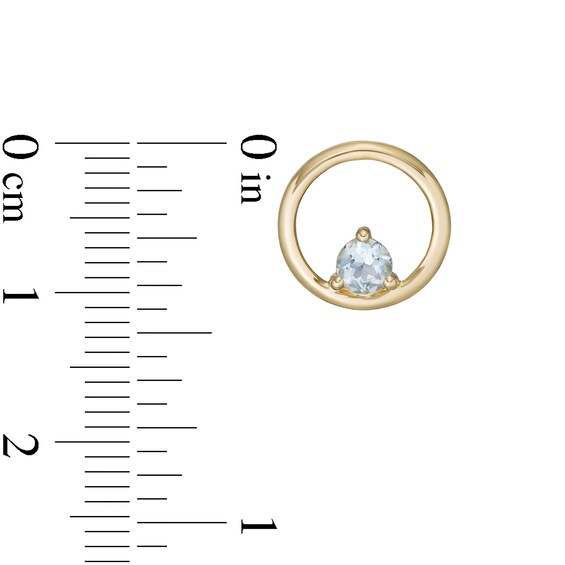 4.0mm Aquamarine Solitaire Open Circle Stud Earrings in 10K Gold