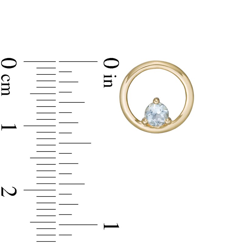 Main Image 3 of 4.0mm Aquamarine Solitaire Open Circle Stud Earrings in 10K Gold
