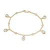 Thumbnail Image 1 of Pear-Shaped Aquamarine and White Topaz Teardrop Dangle Station Bracelet in Sterling Silver with 10K Gold Plate - 7.25"