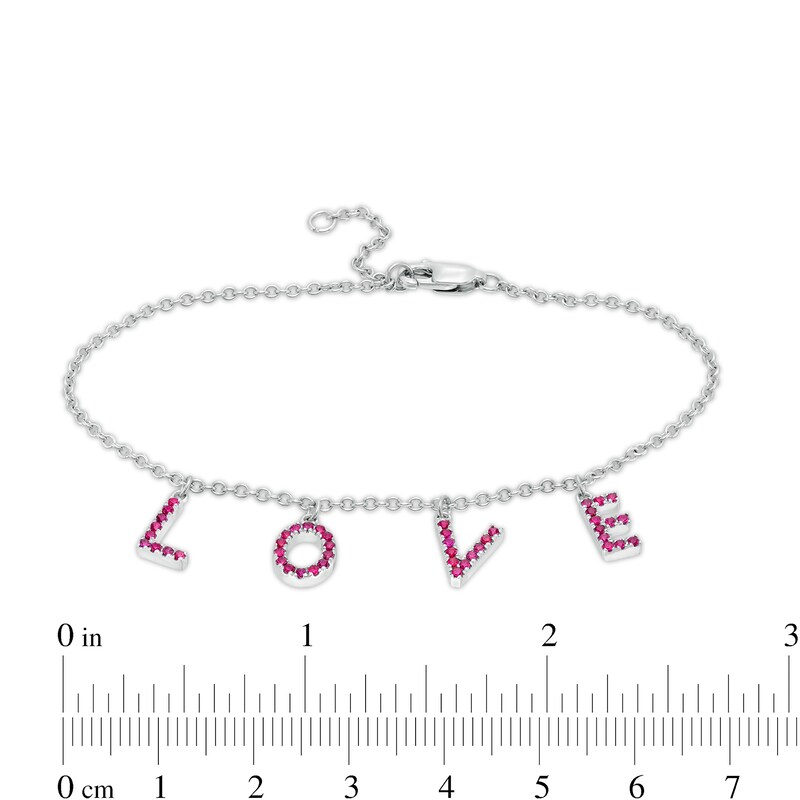 Main Image 4 of Ruby "LOVE" Letter Station Bracelet in Sterling Silver - 8"