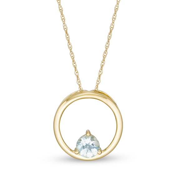 5.0mm Aquamarine Solitaire Open Circle Pendant in 10K Gold