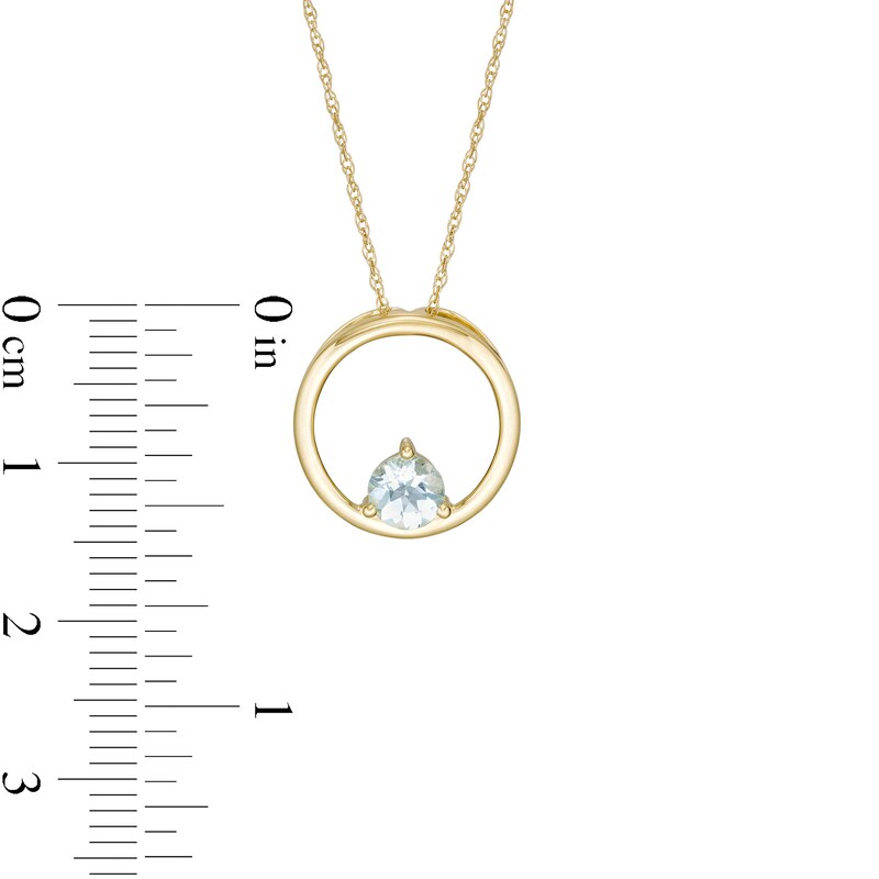 Main Image 3 of 5.0mm Aquamarine Solitaire Open Circle Pendant in 10K Gold
