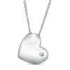 Thumbnail Image 1 of 4.0mm Aquamarine Solitaire Tilted Puff Heart Pendant in Sterling Silver