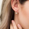 Thumbnail Image 2 of 4.0mm Button Freshwater Cultured Pearl Open Circle Stud Earrings in 10K Gold