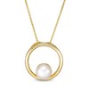 Thumbnail Image 1 of 5.0mm Button Freshwater Cultured Pearl Open Circle Pendant in 10K Gold