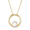 5.0mm Button Cultured Freshwater Pearl Open Circle Pendant in 10K Gold