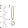 Thumbnail Image 2 of 8.0-8.5mm Cultured Freshwater Pearl Paper Clip Drop Earrings in Sterling Silver with 18K Gold Plate