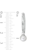 Thumbnail Image 2 of 7.0mm Button Cultured Freshwater Pearl and 1/10 CT. T.W Diamond Drop Hoop Earrings in 10K White Gold