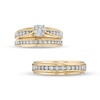 Thumbnail Image 5 of 1/2 CT. T.W. Composite Diamond Wedding Ensemble in 10K Two-Tone Gold - Size 7 and 10.5