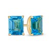 Thumbnail Image 1 of Emerald-Cut Swiss Blue Topaz Solitaire Stud Earrings in Sterling Silver with 18K Gold Plate