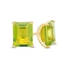 Thumbnail Image 0 of Emerald-Cut Peridot Solitaire Stud Earrings in Sterling Silver with 18K Gold Plate