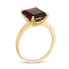 Emerald-Cut Garnet Solitaire Ring in Sterling Silver with 18K Gold Plate
