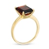 Thumbnail Image 2 of Emerald-Cut Garnet Solitaire Ring in Sterling Silver with 18K Gold Plate