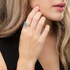 Thumbnail Image 2 of Emerald-Cut Swiss Blue Topaz Solitaire Ring in Sterling Silver with 18K Gold Plate - Size 7