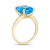 Emerald-Cut Swiss Blue Topaz Solitaire Ring in Sterling Silver with 18K Gold Plate - Size 7