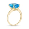 Thumbnail Image 3 of Emerald-Cut Swiss Blue Topaz Solitaire Ring in Sterling Silver with 18K Gold Plate - Size 7