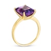Emerald-Cut Amethyst Solitaire Ring in Sterling Silver with 18K Gold Plate - Size 7