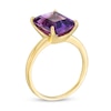 Thumbnail Image 3 of Emerald-Cut Amethyst Solitaire Ring in Sterling Silver with 18K Gold Plate - Size 7