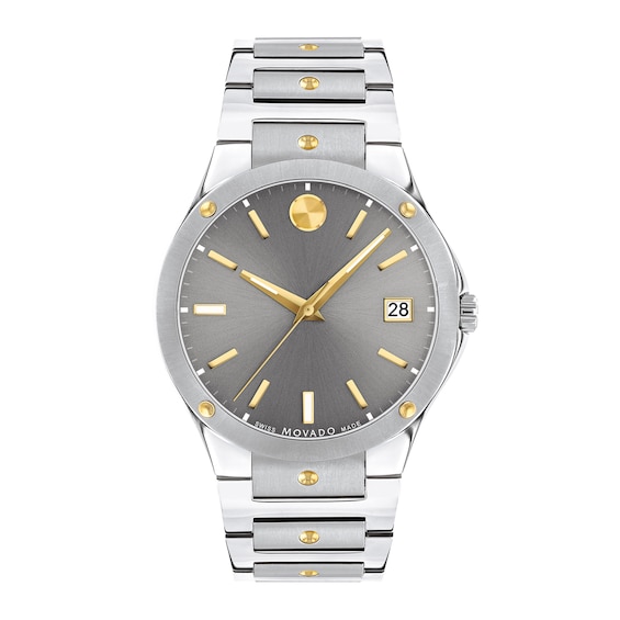 Men's Movado SE Two-Tone PVD Watch with Grey Dial (Model: 607514)
