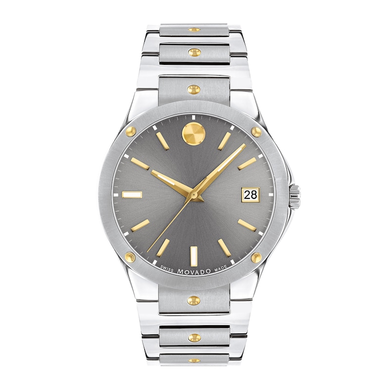 Men's Movado SE Two-Tone PVD Watch with Grey Dial (Model: 607514)