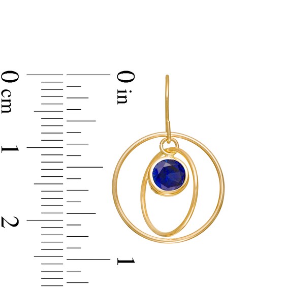 5.0mm Blue Sapphire Solitaire Dangle Open Circles Orbit Drop Earrings in 10K Gold