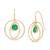 Thumbnail Image 0 of 5.0mm Emerald Solitaire Dangle Open Circles Orbit Drop Earrings in 10K Gold