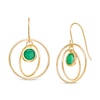 Thumbnail Image 1 of 5.0mm Emerald Solitaire Dangle Open Circles Orbit Drop Earrings in 10K Gold