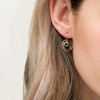 Thumbnail Image 1 of 5.0mm Emerald Solitaire Dangle Open Circles Orbit Drop Earrings in 10K Gold