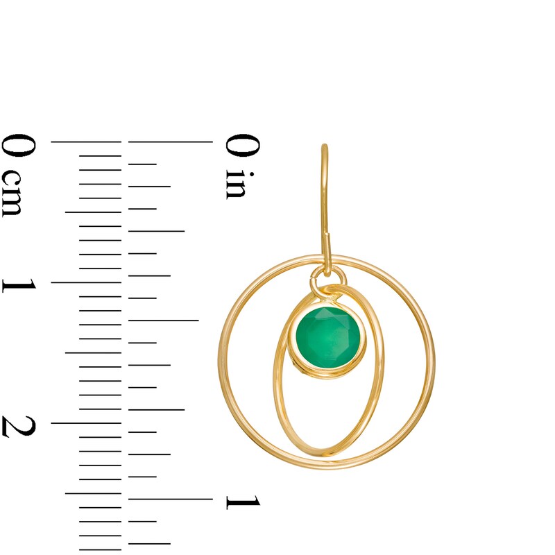 5.0mm Emerald Solitaire Dangle Open Circles Orbit Drop Earrings in 10K Gold