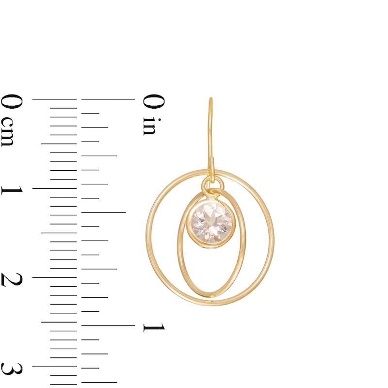 Main Image 3 of 5.0mm Morganite Solitaire Dangle Open Circles Orbit Drop Earrings in 10K Gold