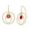 Thumbnail Image 1 of 5.0mm Ruby Solitaire Dangle Open Circles Orbit Drop Earrings in 10K Gold