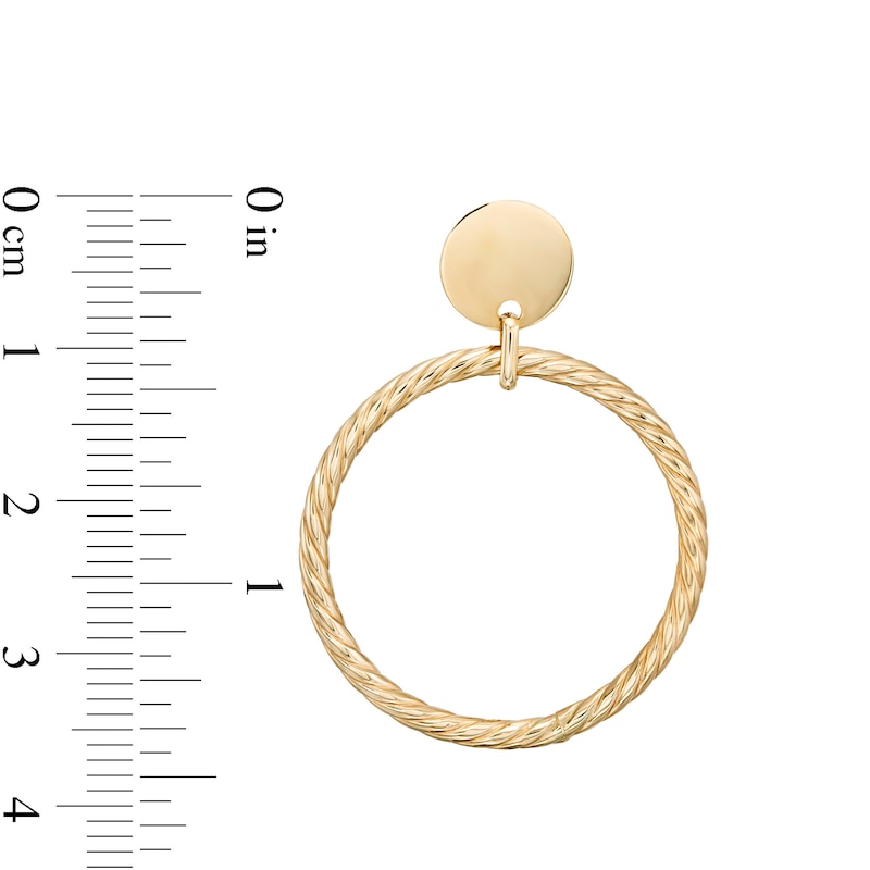 Main Image 3 of Diamond-Cut Rope-Textured Doorknocker Drop Earrings in 10K Gold