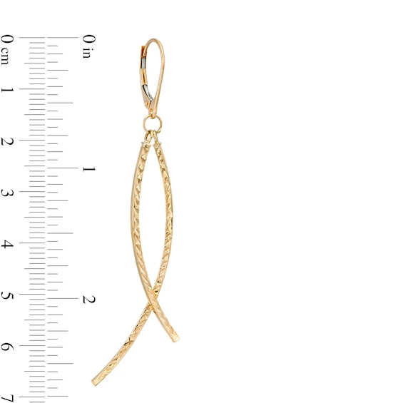 Diamond-Cut Curved Bar Criss-Cross Drop Earrings in 10K Gold