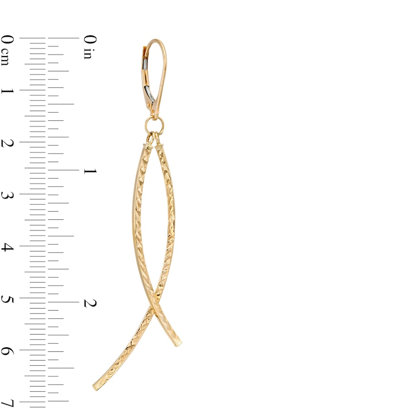 Diamond-Cut Curved Bar Criss-Cross Drop Earrings in 10K Gold