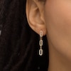 Thumbnail Image 2 of Paper Clip Link Linear Drop Earrings in 10K Gold