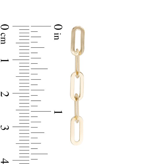 Paper Clip Link Linear Drop Earrings in 10K Gold