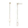 Thumbnail Image 1 of Paper Clip Link and Bead Chain Drop Earrings in 10K Gold