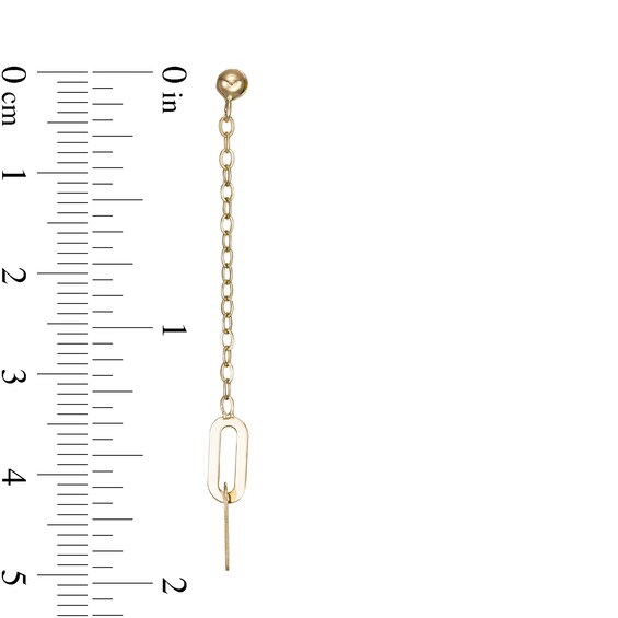 Paper Clip Link and Bead Chain Drop Earrings in 10K Gold