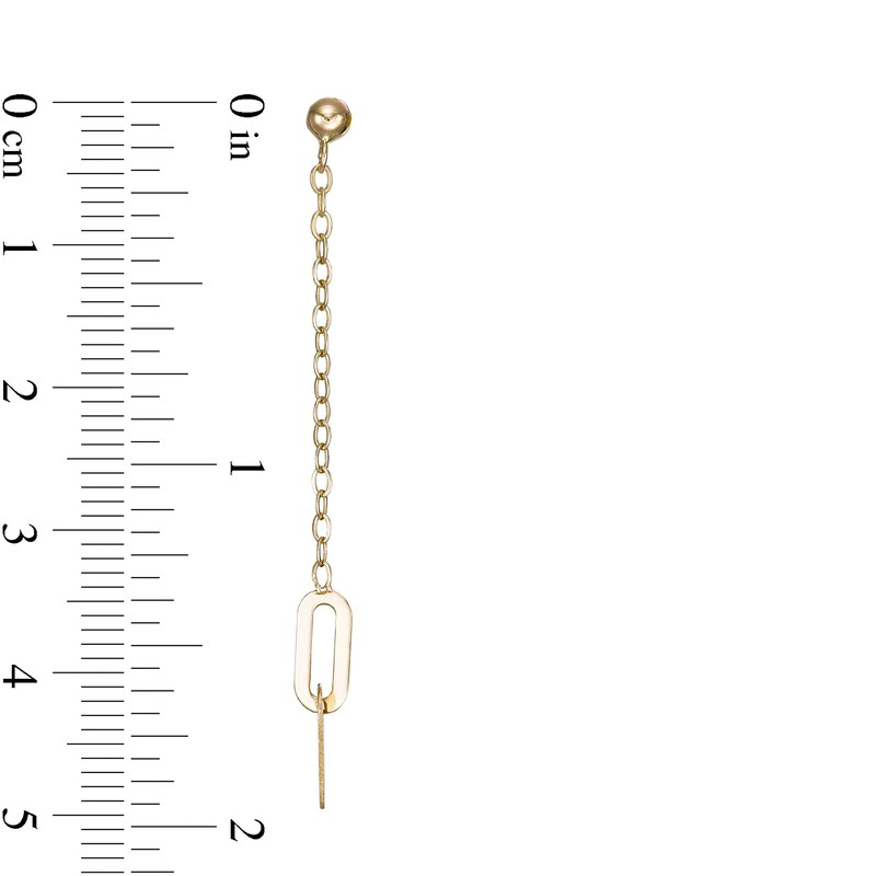 Main Image 3 of Paper Clip Link and Bead Chain Drop Earrings in 10K Gold