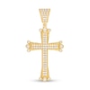 Thumbnail Image 1 of 1-1/8 CT. T.W. Diamond Double Row Tri-Tip Cross Necklace Charm in 10K Gold