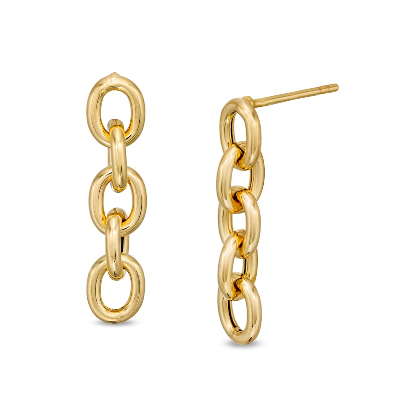 Main Image 1 of Oval Link Chain Drop Earrings in 10K Gold