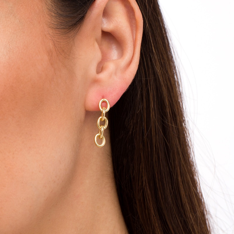Main Image 2 of Oval Link Chain Drop Earrings in 10K Gold