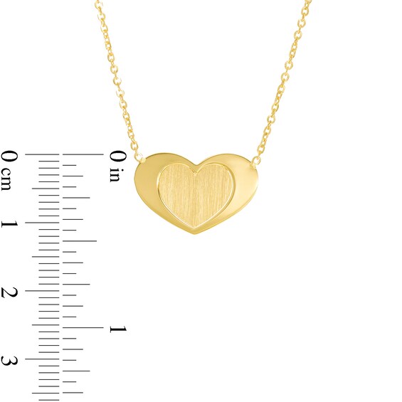 Multi-Finish Heart Necklace in 10K Gold