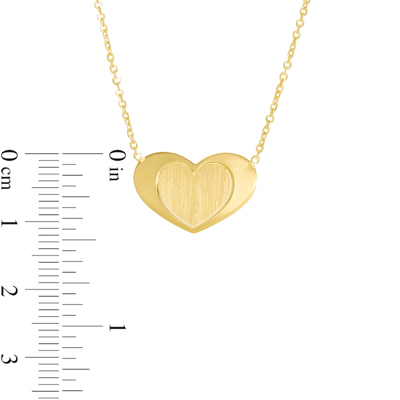 Main Image 3 of Multi-Finish Heart Necklace in 10K Gold
