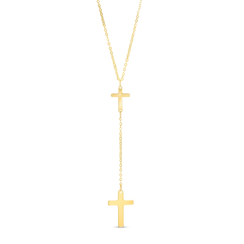 Main Image 1 of Double Cross "Y" Necklace in 10K Gold