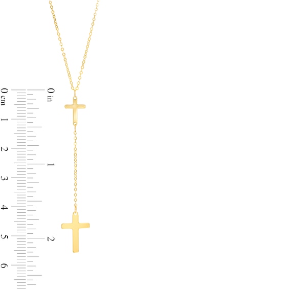 Double Cross "Y" Necklace in 10K Gold