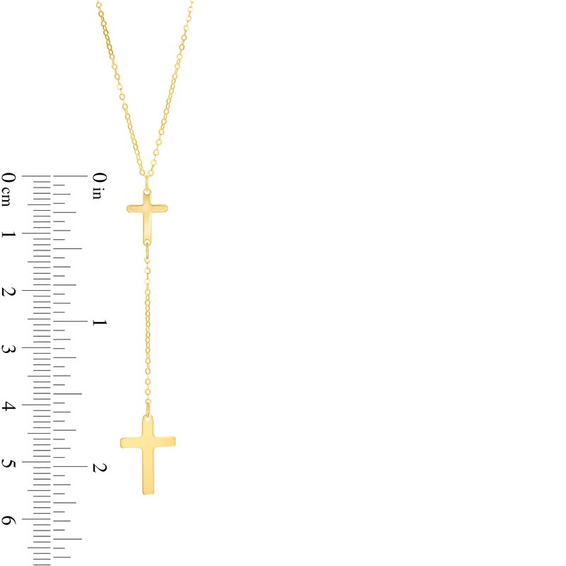 Main Image 3 of Double Cross "Y" Necklace in 10K Gold